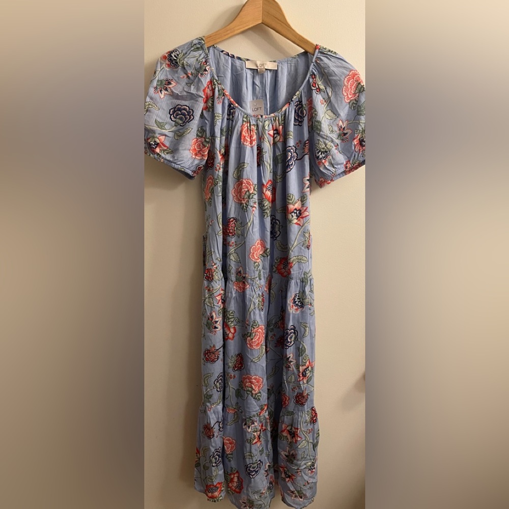 ANN TAYLOR LOFT Summer Light Blue Floral Dress New Arrivals, New With Tag $99.95